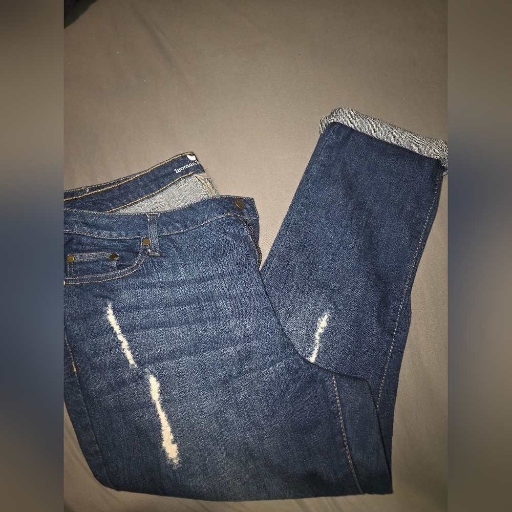 Women's Blue Jeans Capris Or Skinny Pants With Stretch 16w